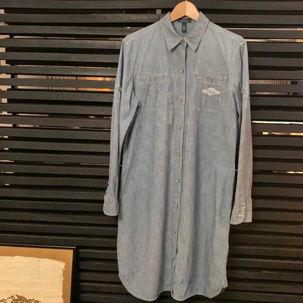 Lauren Ralph Lauren Distressed Nautical Shirt Dress